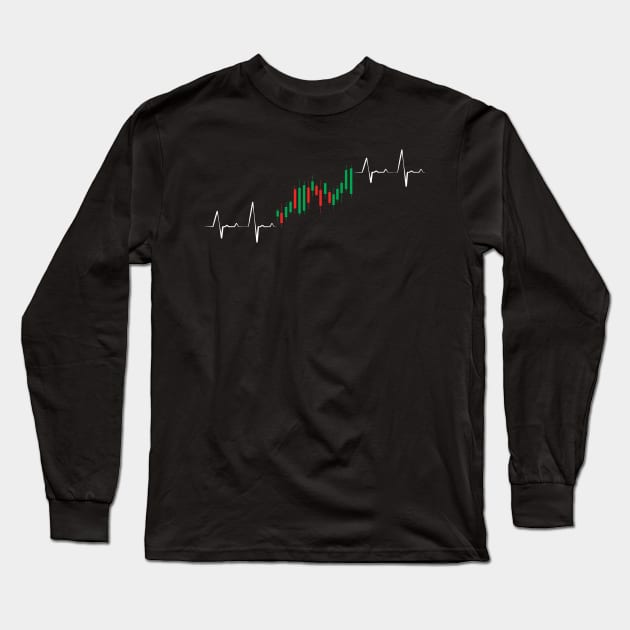 Stock Trader - Candlesticks Heartbeat - Trading - Investing Long Sleeve T-Shirt by Tesign2020